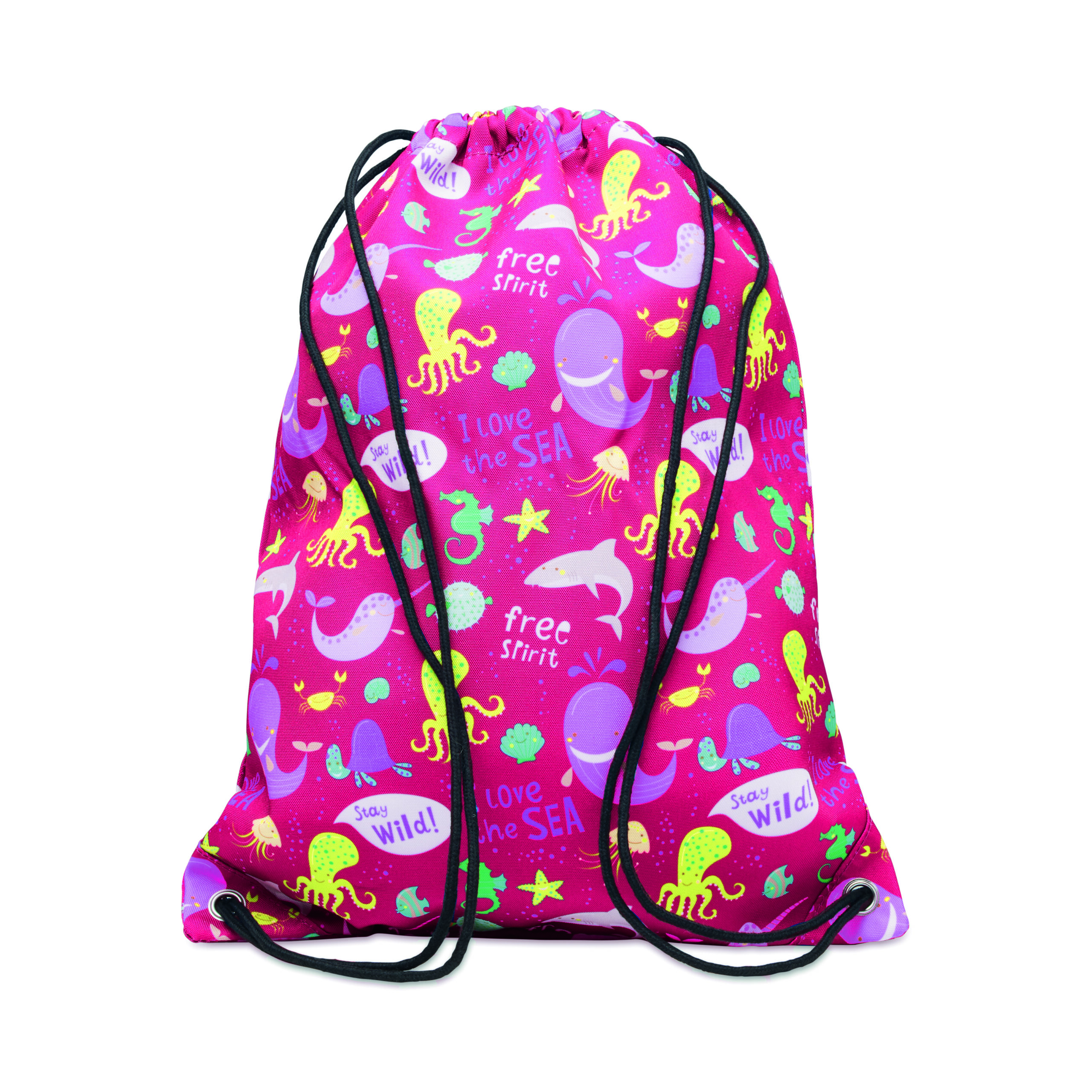 Full colour 220gsm polyester drawstring bag for vivid colours