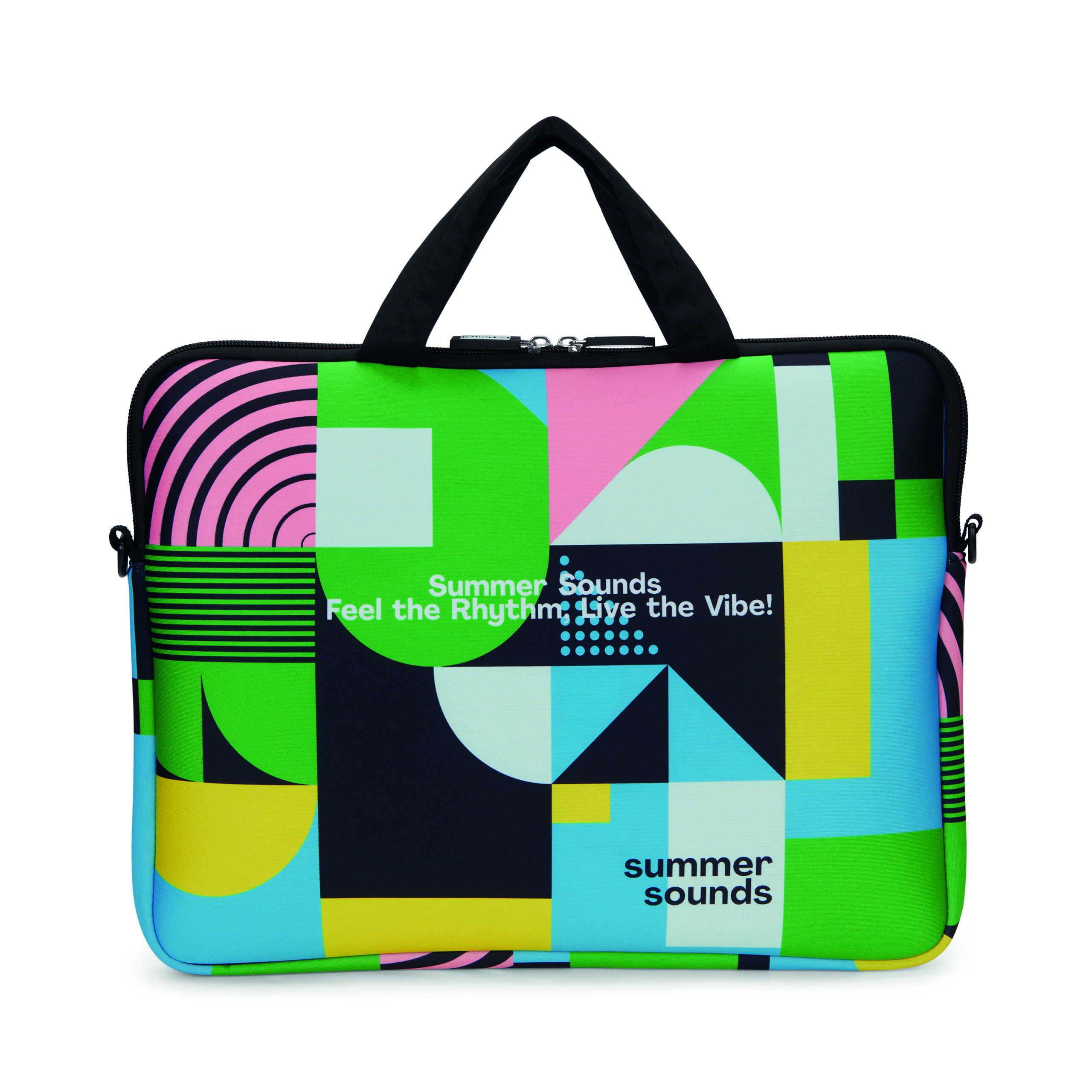 Sublimated neoprene laptop sleeve with zipper and front pocket