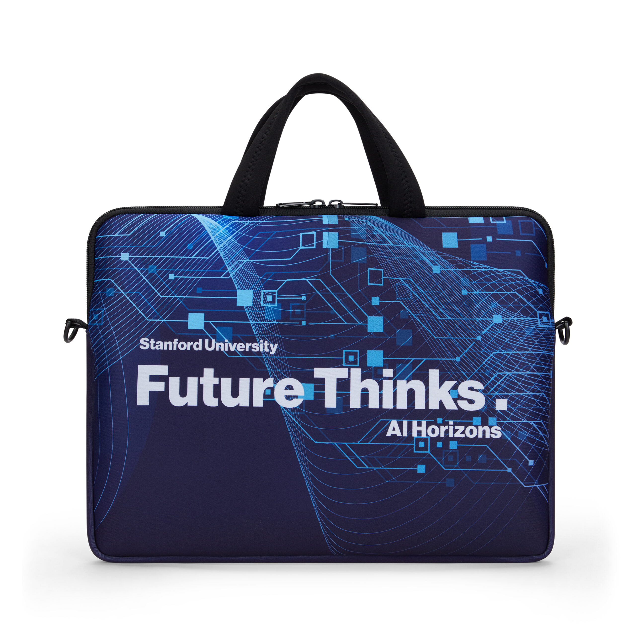 Sublimated neoprene laptop sleeve with zipper and trolley sleeve