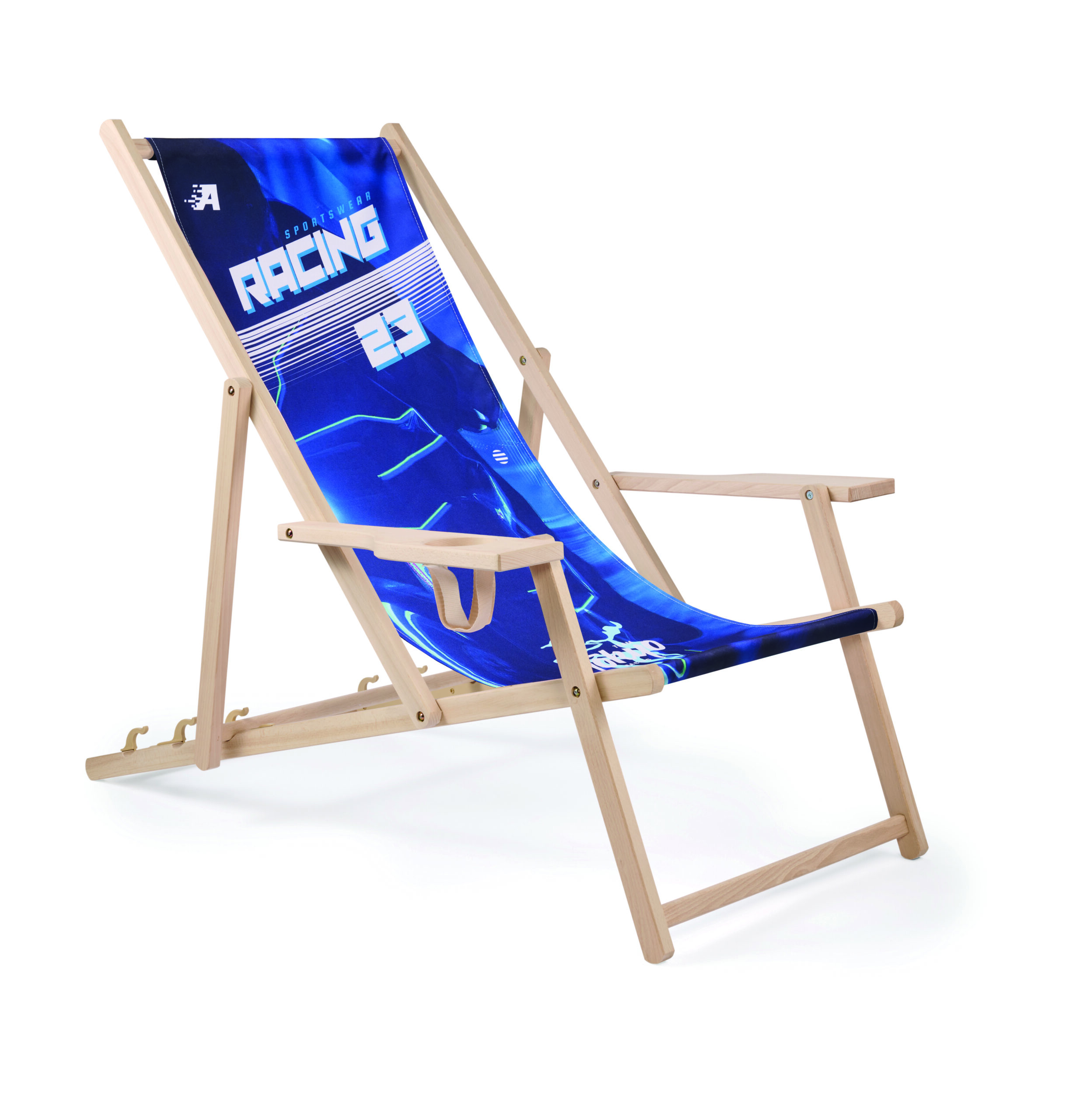 Cup holder deck chair with removable cover (EN581 Certified)