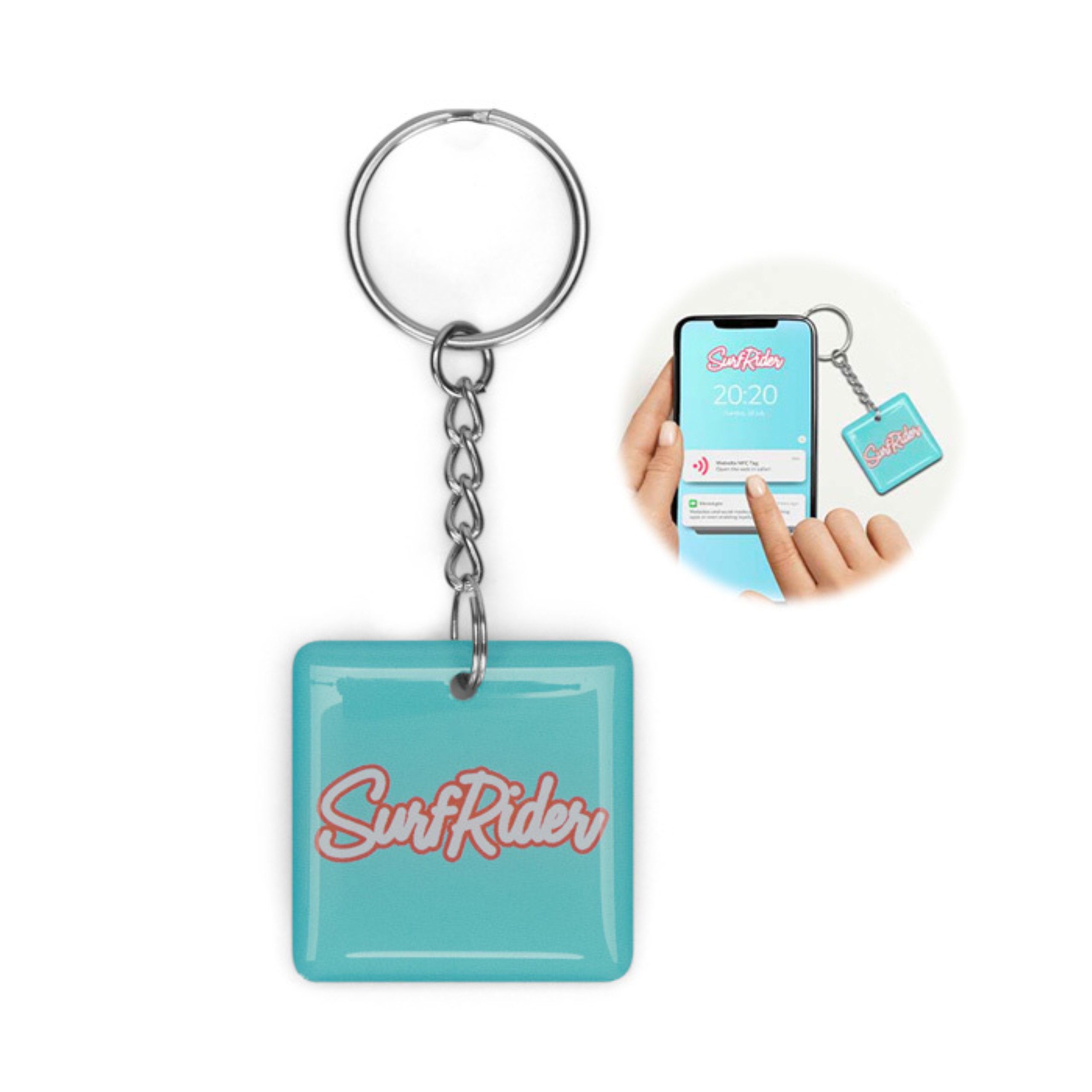 1_MK5001.jpg Square Pre-programmed NFC keyring with domings - Image 1