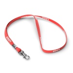 Polyester tubular lanyard with metal clamp