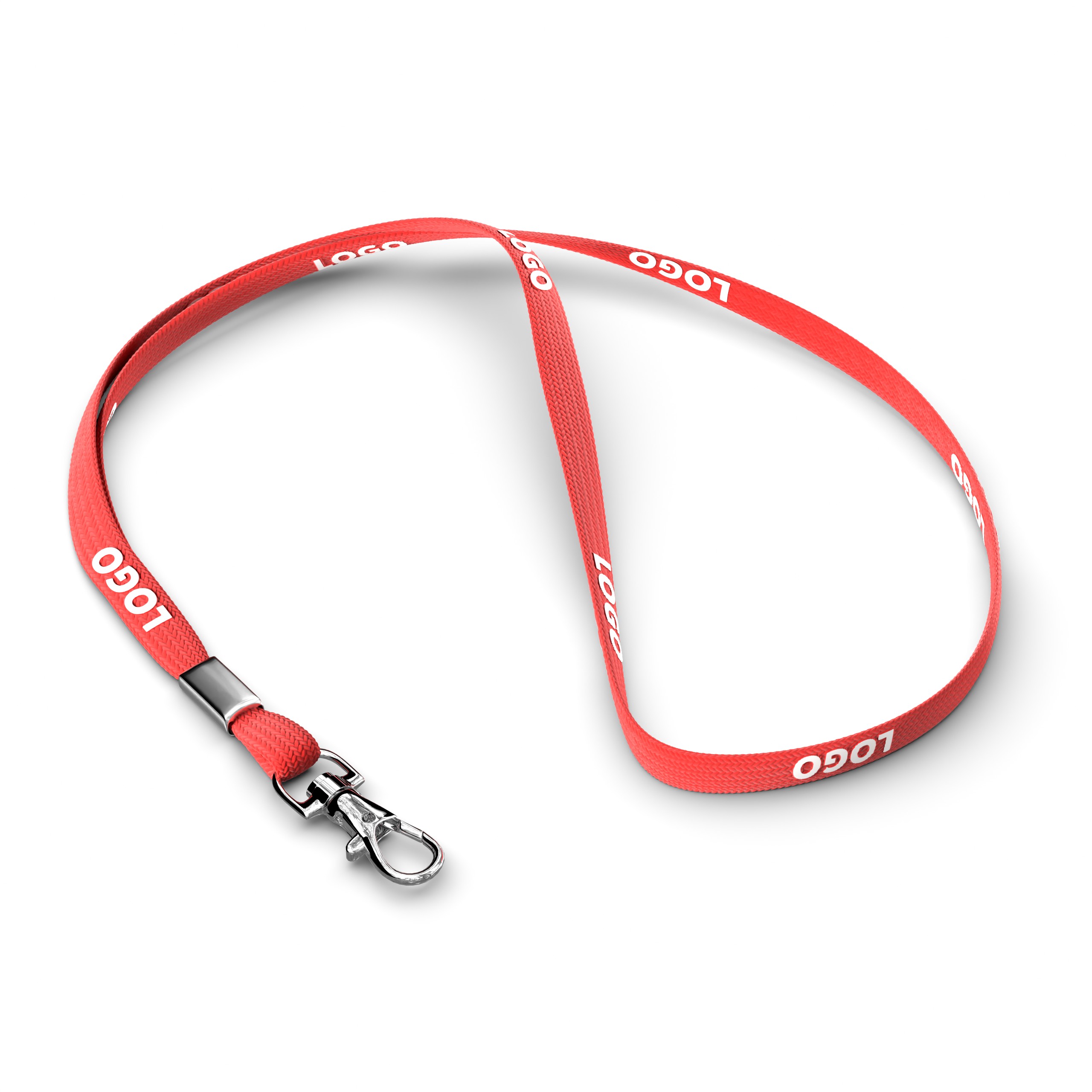 Polyester tubular lanyard with metal clamp