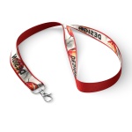 Polyester lanyard with sublimated satin overlay
