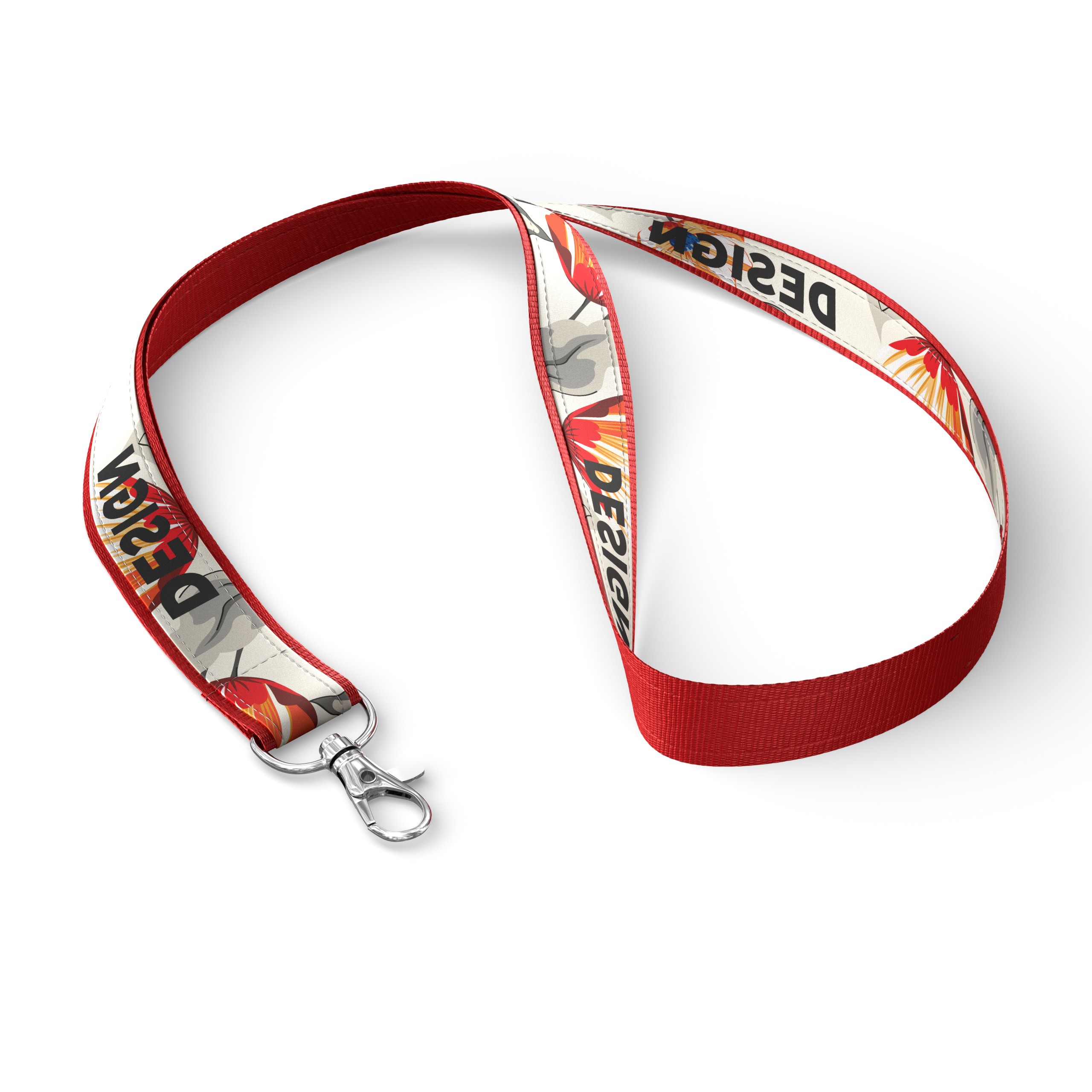 Polyester lanyard with sublimated satin overlay