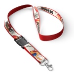 Detachable polyester lanyard with sublimated satin overlay