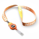 RPET sublimation badge reel lanyard with metal crimp