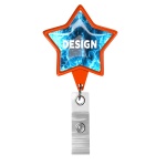 Retractable badge reel in star shape with logo