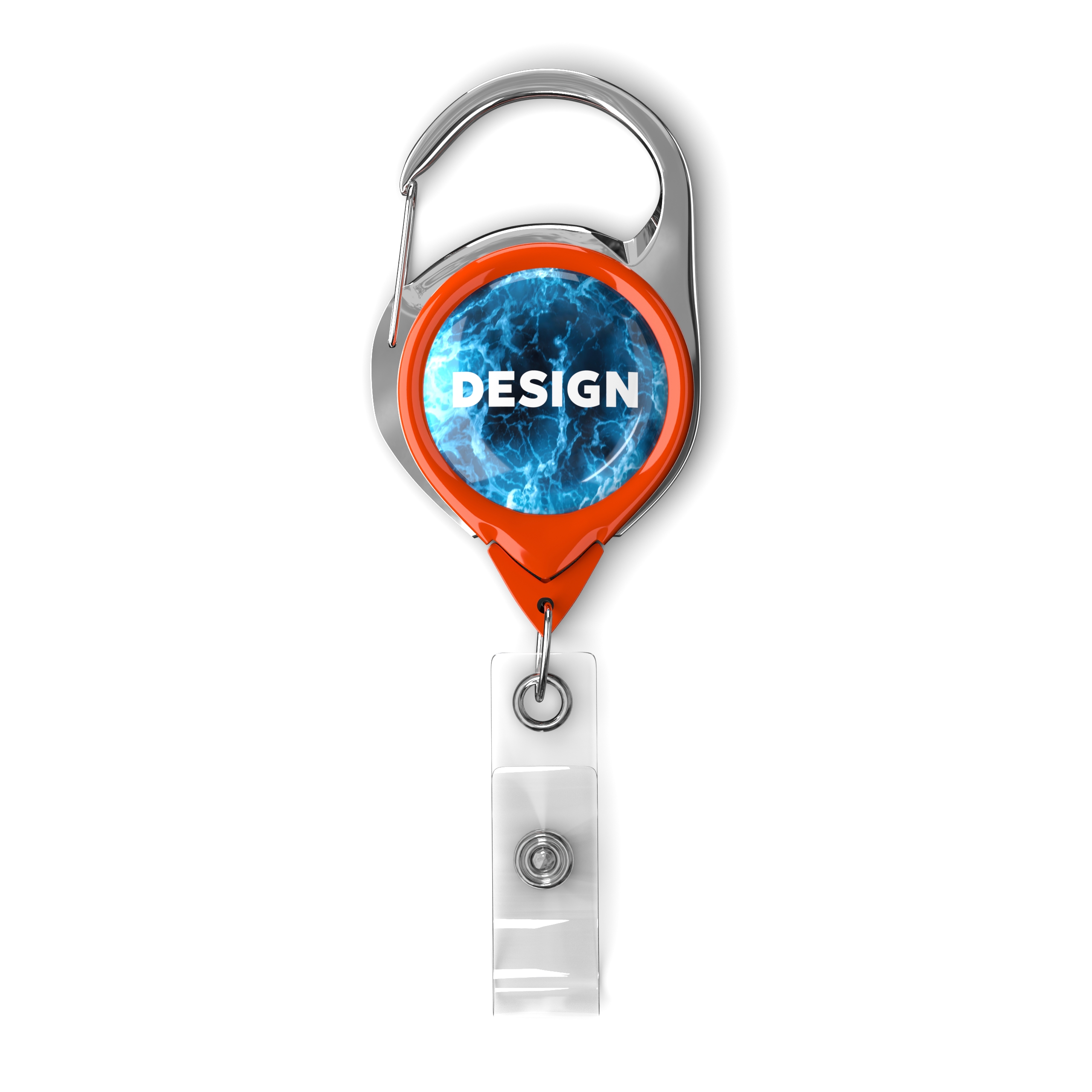 Retractable badge reel with carabiner & logo (without belt clip)