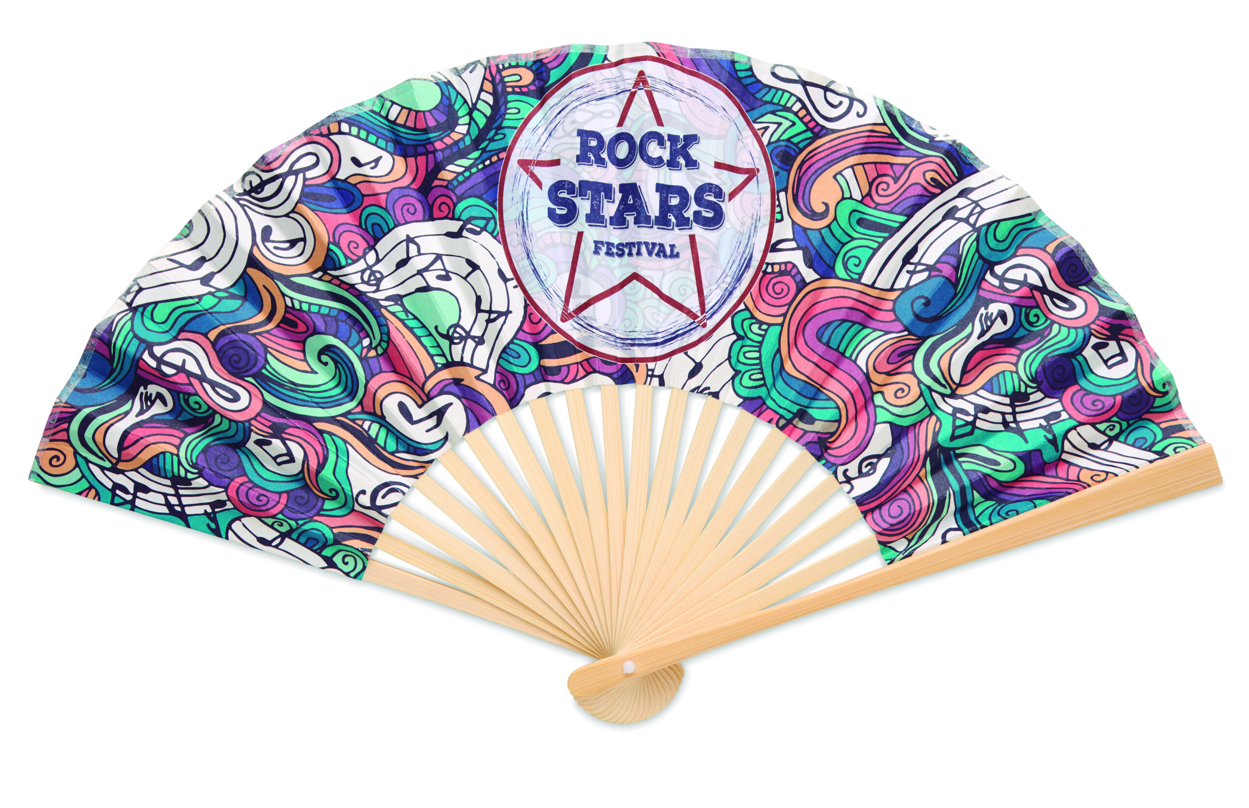 1_MPFN03.jpg Full colour bamboo hand fan - Image 1