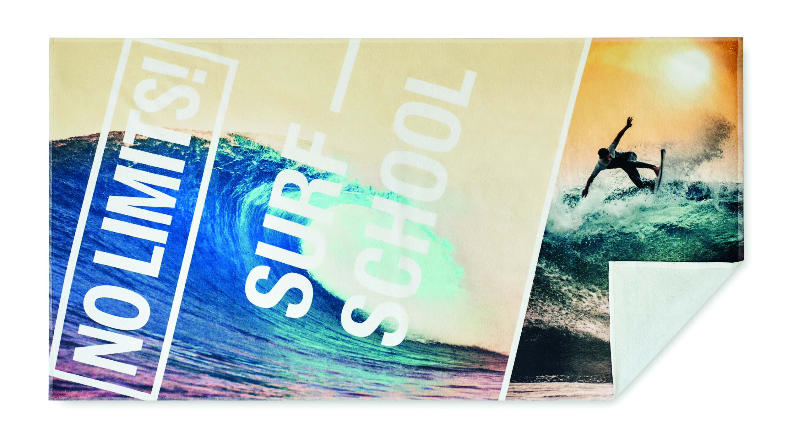 Full colour beach towel in 350gsm cotton and RPET