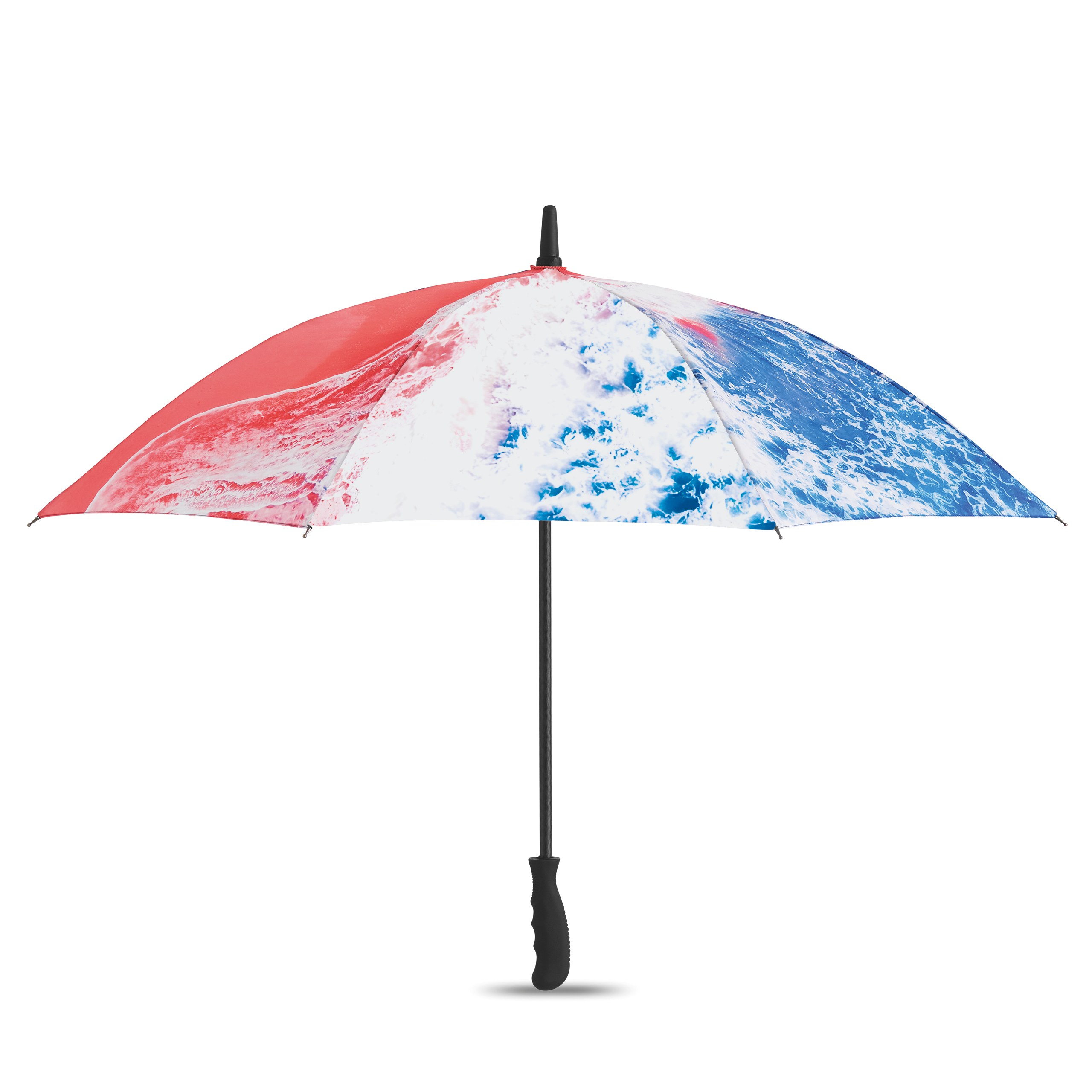1_MU3012.png All-over printed 23”, windproof auto opening umbrella with hard plastic handle - Image 1
