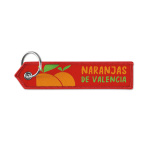 Woven key tag with triangular shaped end