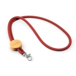 Polyester cord lanyard with a printed or engraved round shape bamboo plate - Image 3