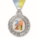50mm iron medal with full colour doming and V stitched ribbon. - Image 2