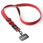 Woven adjustable crossbody phone holder with logo engraved metal plate - Image 4