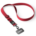 Woven adjustable crossbody phone holder with logo engraved metal plate - Image 5